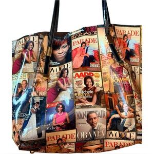 Michelle & Barack Obama Glossy Magazine Collage Tote Bag